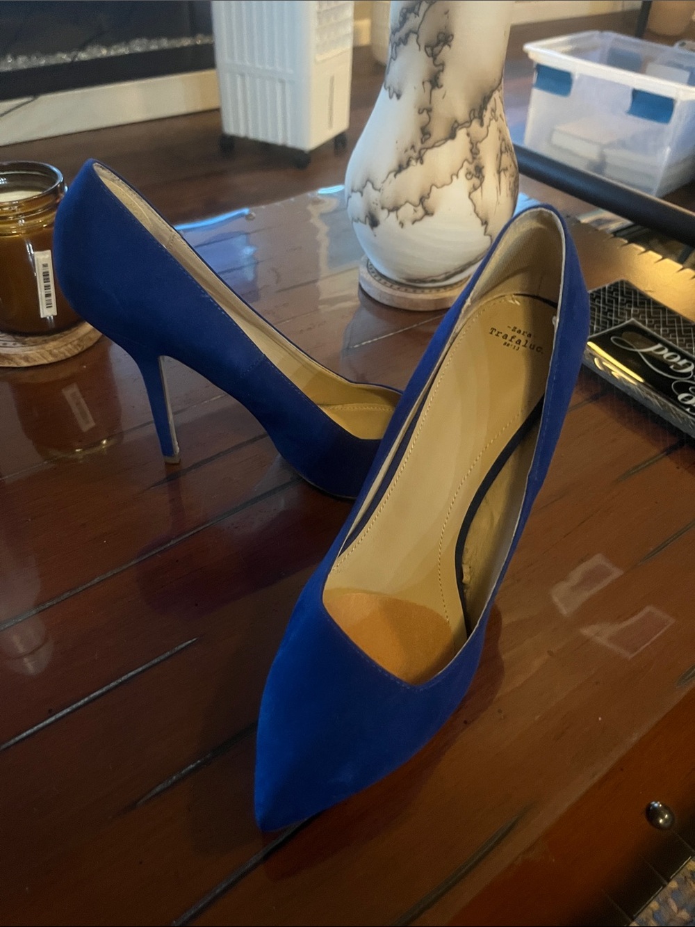 Zara Cobalt Suede Pointed-Toe Pumps - Picture 3 of 5